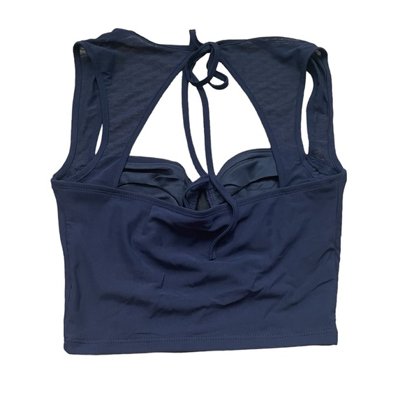 NWT SHEIN Tie Back Ruched Bustier Navy Blue Cropped Tank Top (size S) - Picture 4 of 6
